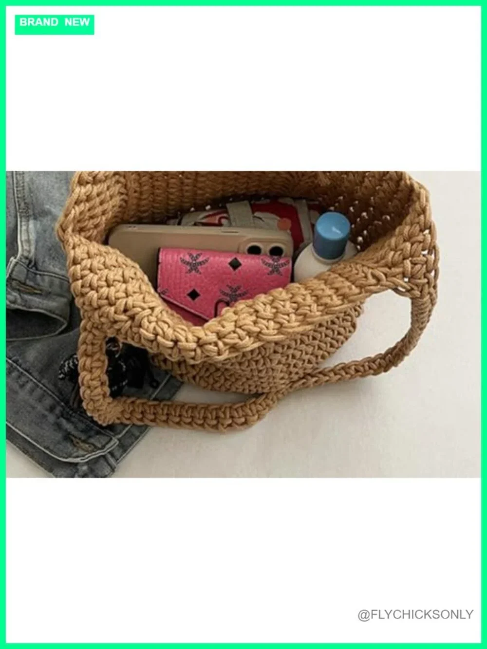 Large Crochet Straw Beach Bag Handmade Woven Hobo Tote